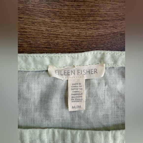 Eileen Fisher Mint Green Short Drop Sleeve Boxy Relaxed Blouse 100% Linen Size M - Picture 5 of 10